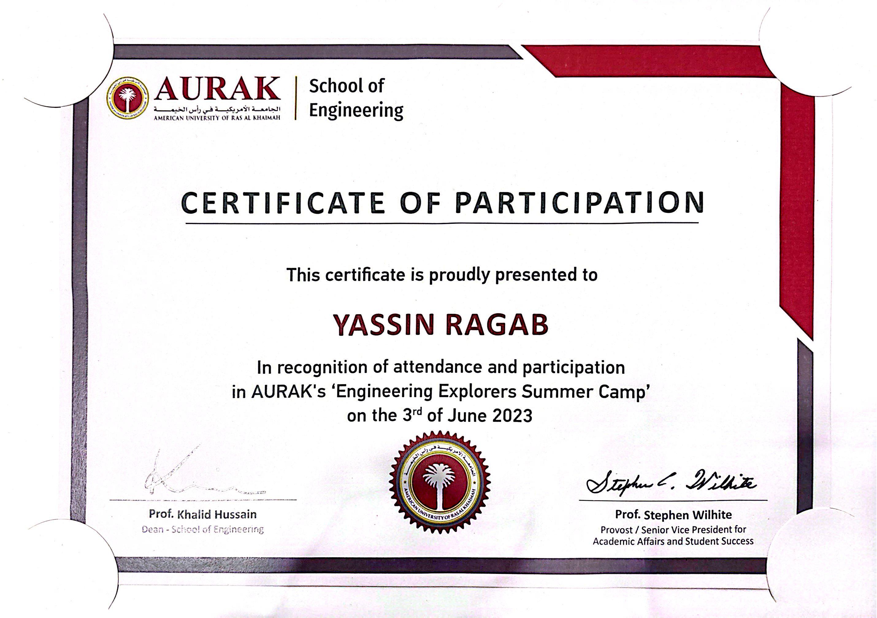AURAK Summercamp Participation