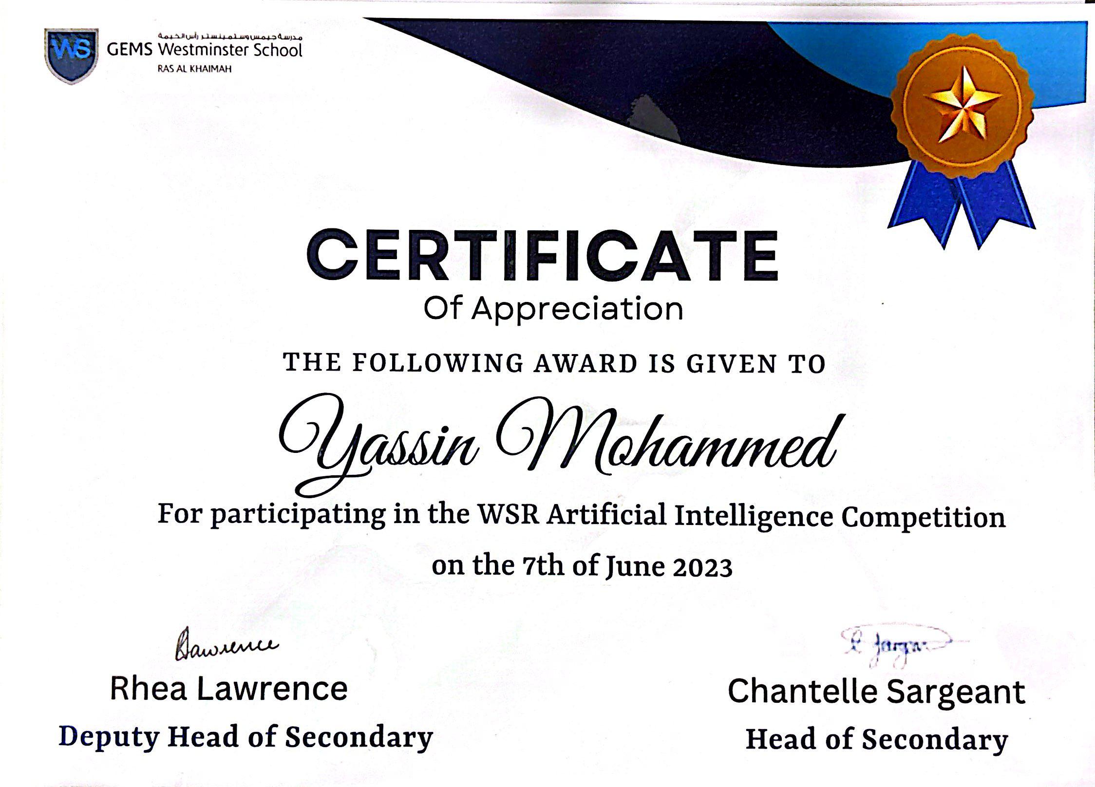 WSR Artificial Intelligence Competition